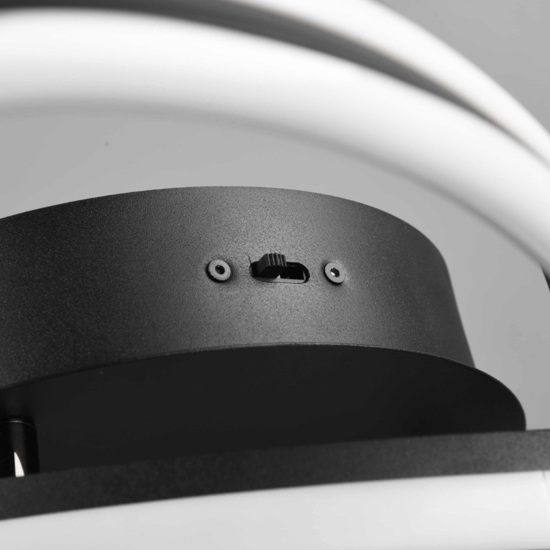 Plafoniera nera design moderna 58w dimmerabile per soggiorno