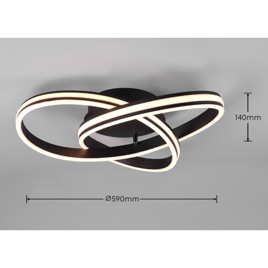 Plafoniera nera design moderna 58w dimmerabile per soggiorno