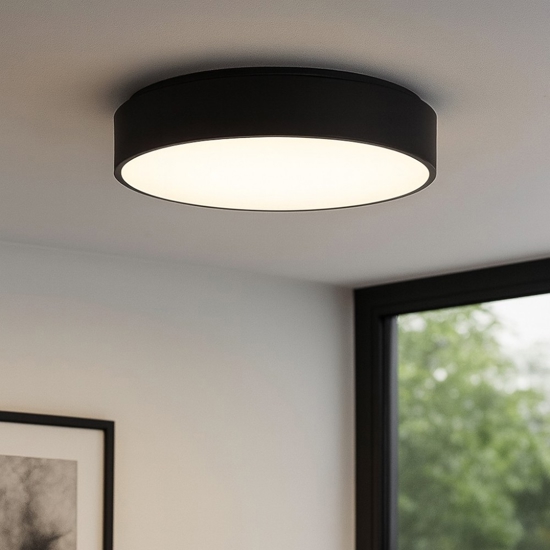 Plafoniera led 42w 3000k nera rotonda