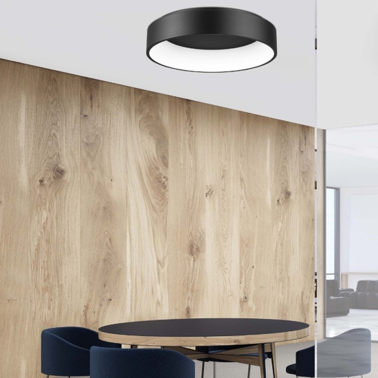 Plafoniera led 42w 3000k nera rotonda
