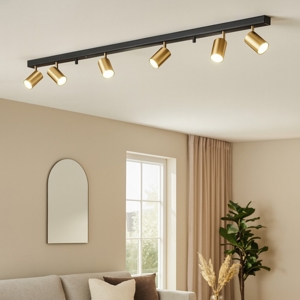 Plafoniera da soffitto con faretti orientabili nero oro