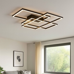Maytoni line plafoniere led 80w 3000k geometrica rettangoli nera per soggiorno