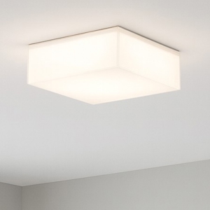 Piccola plafoniera moderna 20cm quadrata vetro bianco lucido