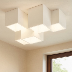 Sforzin herea plafoniera 5 faretti led moderna cubi di gesso bianco pitturabile
