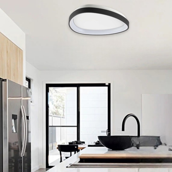 Ideal lux gemini pl d042 plafoniera da soffitto led 23w 3000k nera per ufficio ovale
