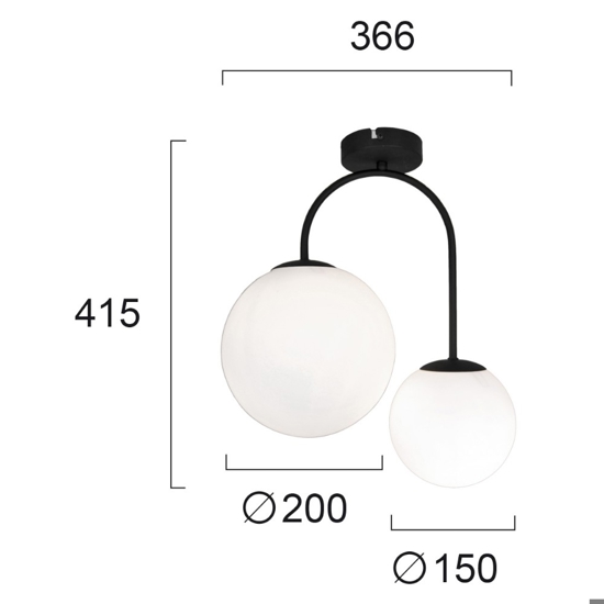 Plafoniera cucina moderna design nera sfere di vetro bianco fp