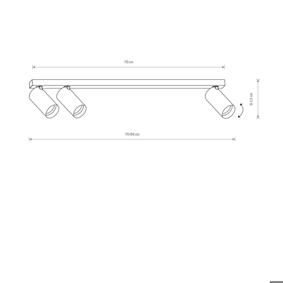 Plafoniera da soffitto per cucina con tra faretti orientabili
