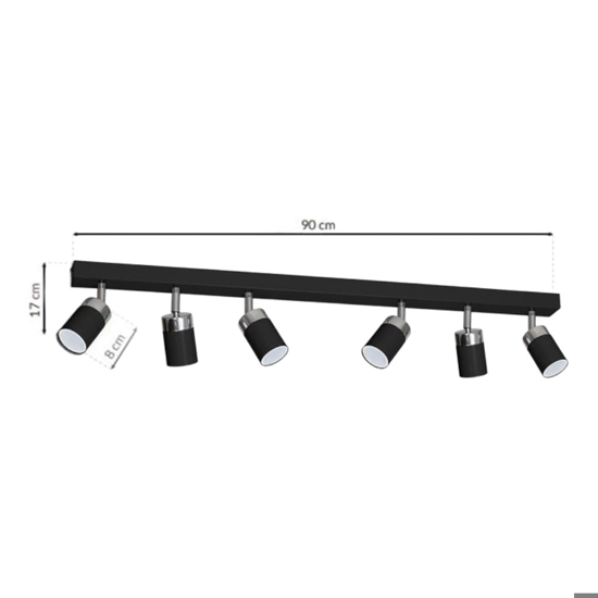 Plafoniera nera cromo con faretti orientabili fp