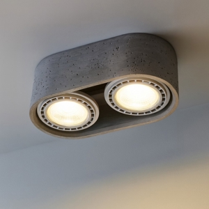 Plafoniera da cucina ovale con 2 faretti