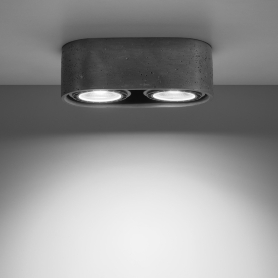 Plafoniera da cucina ovale con 2 faretti