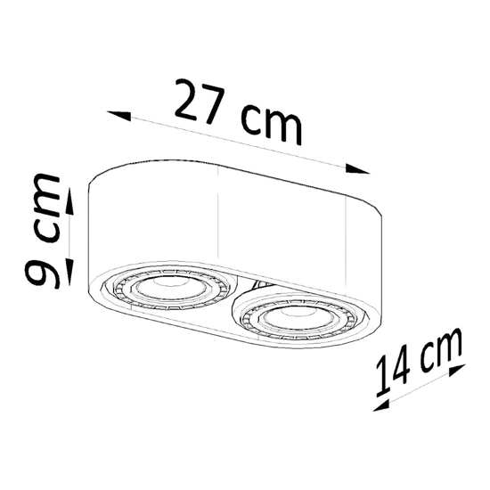 Plafoniera da cucina ovale con 2 faretti
