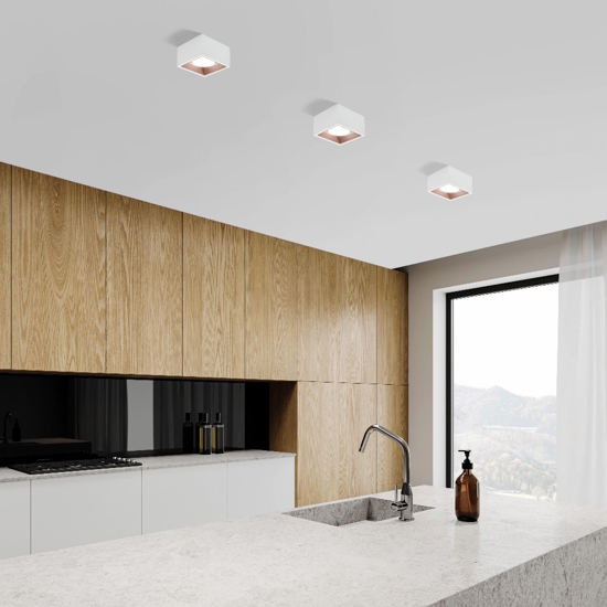 Nasso sforzin plafoniera moderna di gesso quadrata bianco rame