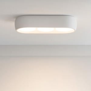 Plafoniera ovale moderna di gesso bianco sforzin mysia