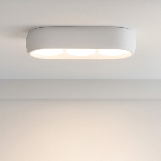 Plafoniera ovale moderna di gesso bianco sforzin mysia