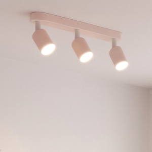 Plafoniera rosa con 3 faretti orientabili per cameretta