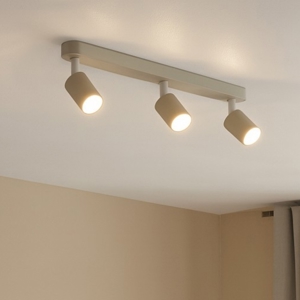 Plafoniera beige con 3 faretti cilindri orientabili cucina moderna