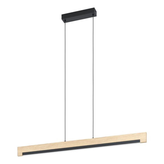 Camacho eglo lampadario in legno per cucina nero led 25w 3000k dimmerabile