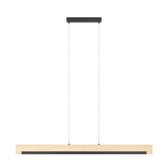 Camacho eglo lampadario in legno per cucina nero led 25w 3000k dimmerabile