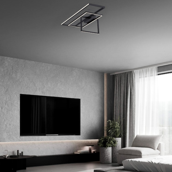 Plafoniera led design moderna per camera da letto nera