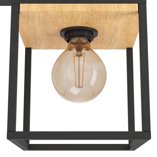 Libertad eglo plafoniera moderna nera con dettagli in legno 3 luci