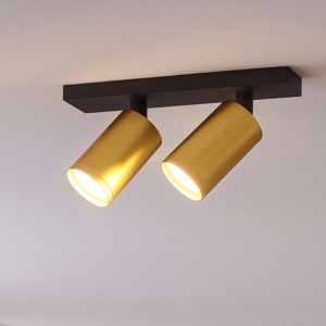 Plafoniera con faretti led nero oro 2 luci orientabili focus maytoni