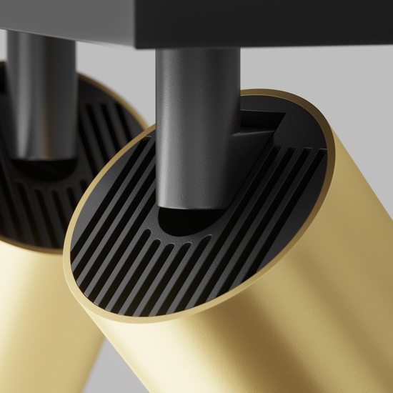 Plafoniera con faretti led nero oro 2 luci orientabili focus maytoni