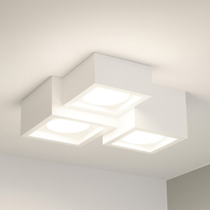 Plafoniera da soffitto per cucina con quadrati in gesso bianco