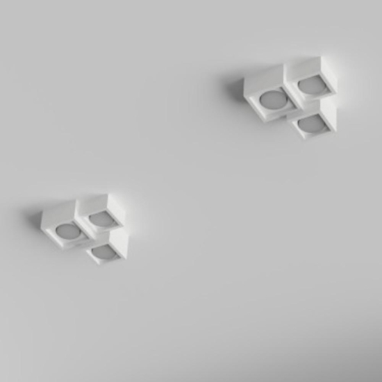 Plafoniera da soffitto per cucina con quadrati in gesso bianco