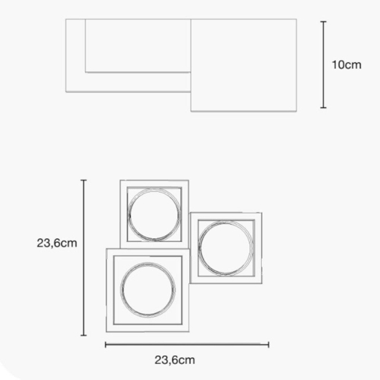 Plafoniera da soffitto per cucina con quadrati in gesso bianco