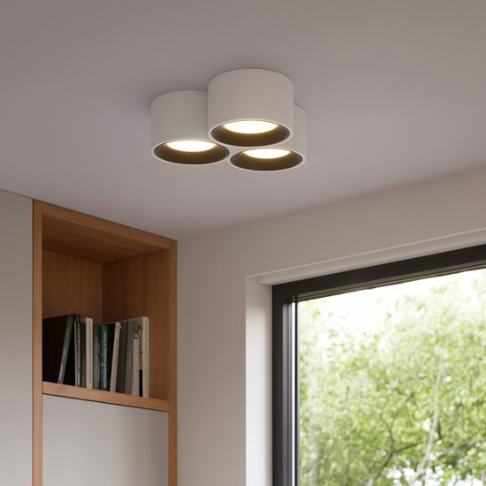 Sforzin plafoniera di gesso bianco 3 luci nasso nera