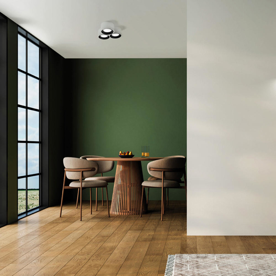 Sforzin plafoniera di gesso bianco 3 luci nasso nera