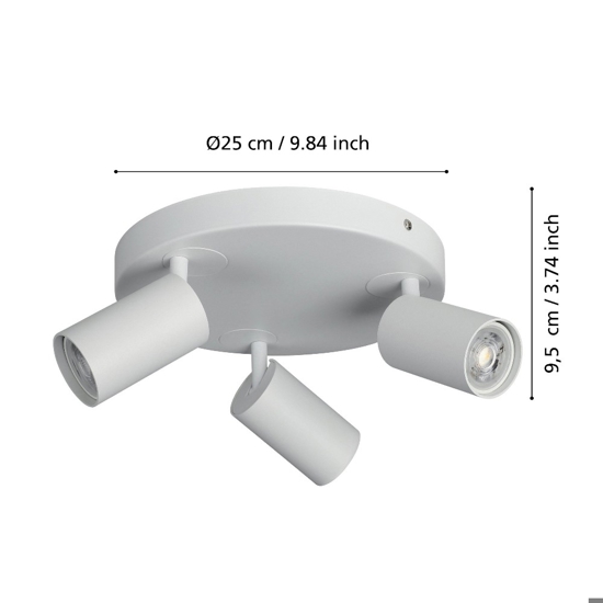 Telimbela z eglo plafoniera da cucina con 3 faretti orientabili gu10 led rgb 2700k a 6500k