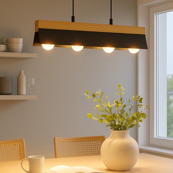 Tarrafo eglo lampadario cucina moderna con dettagli in legno