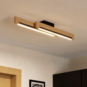 Camacho eglo plafoniera moderna in legno led 3000k dimmerabile