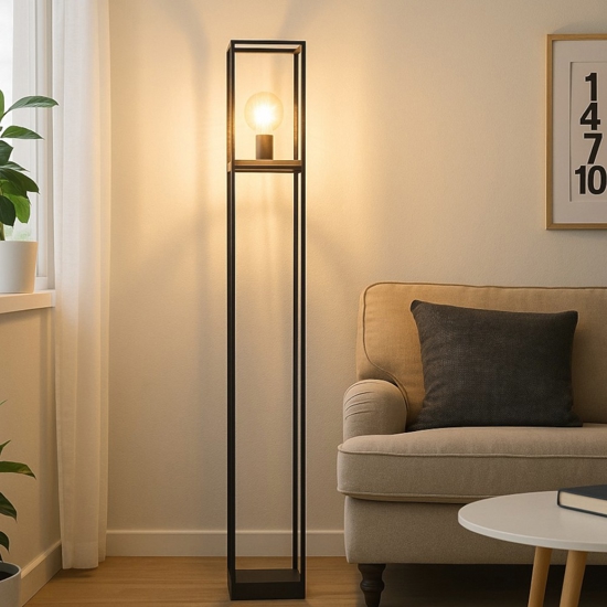 Libertad eglo lampada da terra moderna rettangolare nera