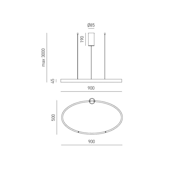 Lampadario moderno ovale led 60w 3000k gea luce criseideo oro