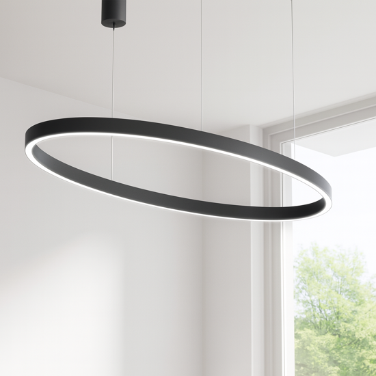 Criseide gea luce lampadario moderno nero ovale led 100w 3000k biemissione