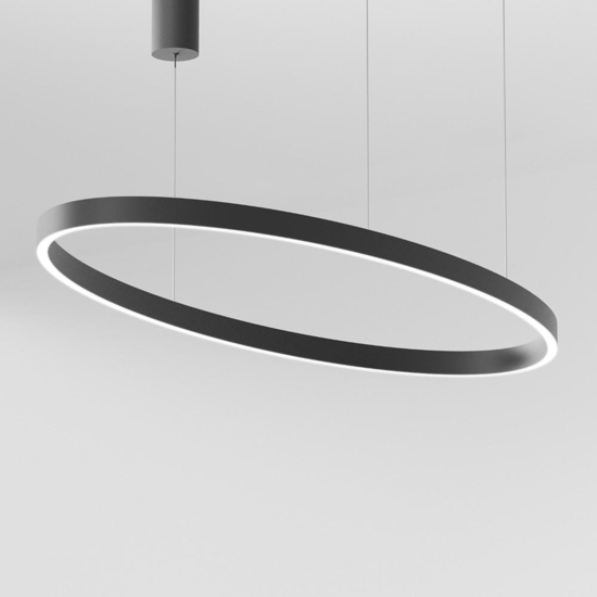 Criseide gea luce lampadario moderno nero ovale led 100w 3000k biemissione