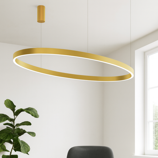 Lampadario moderno led 100w 3000k oro biemissione gea luce criseide