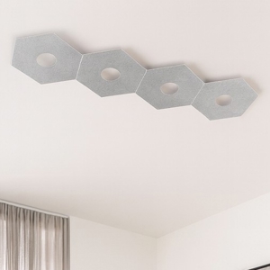Toplight hexagon plafoniera led esagoni foglia argento design moderna