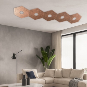 Toplight hexagon plafoniera moderna esagoni foglia rame