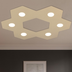 Plafoniera 6 lampadine sostituibili design moderna colore sabbia