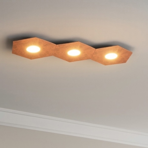 Plafoniera top light design moderna foglia rame