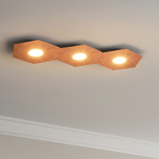 Plafoniera top light design moderna foglia rame