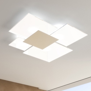 Plafoniera moderna per soggiorno bianco placca sabbia top light rettangolare