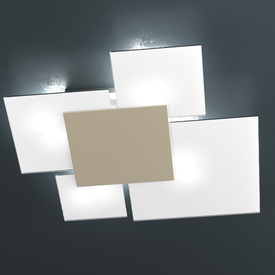 Plafoniera moderna per soggiorno bianco placca sabbia top light rettangolare
