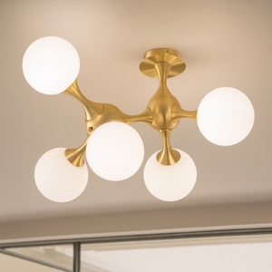 Nodi pl5 ideal lux plafoniera moderna nodi ottone 5 sfere bianche