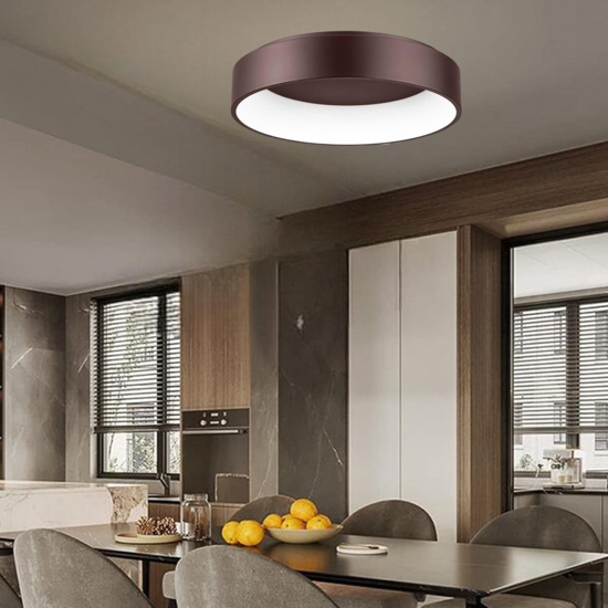 Plafoniera led 42w 3000k moderna 60cm cerchio marrone