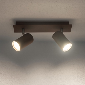 Plafoniera con 2 faretti orientabili marrone corten