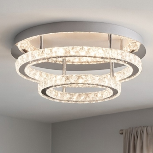 Plafoniera led anelli di cristallo per salotto